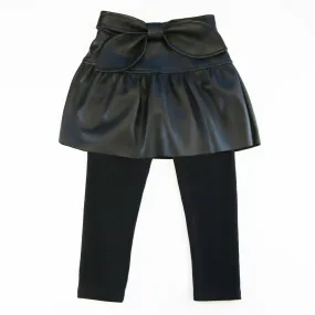 Leather Bowtie Skeggings - Black