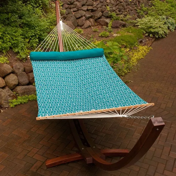 12' Wood Arc Frame with Quilted Hammock and Pillow