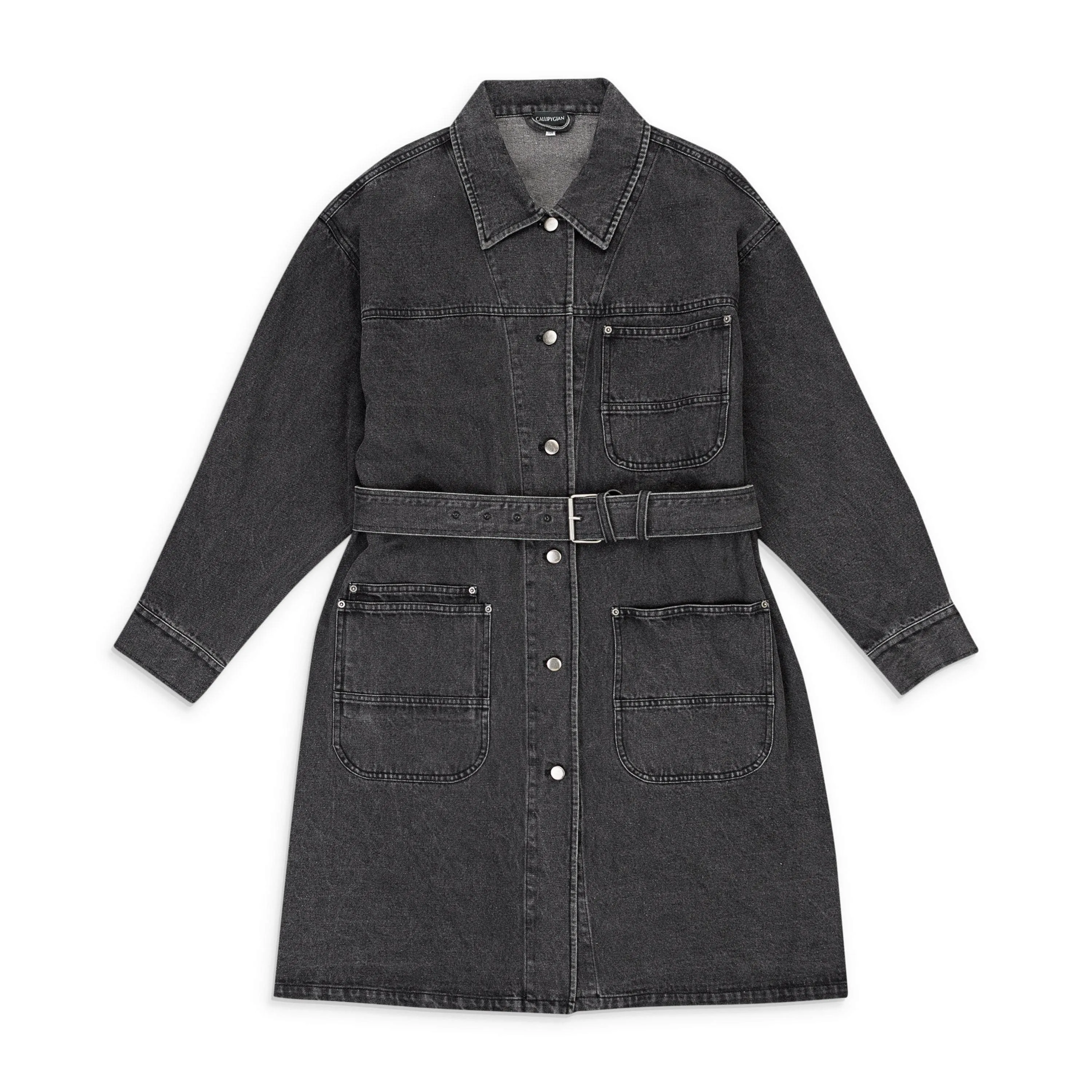 95-CPN-0034/S S20AAEP11016 BLACK BLACK WASH CALLIPYGIAN DENIM TRENCH COAT Size S