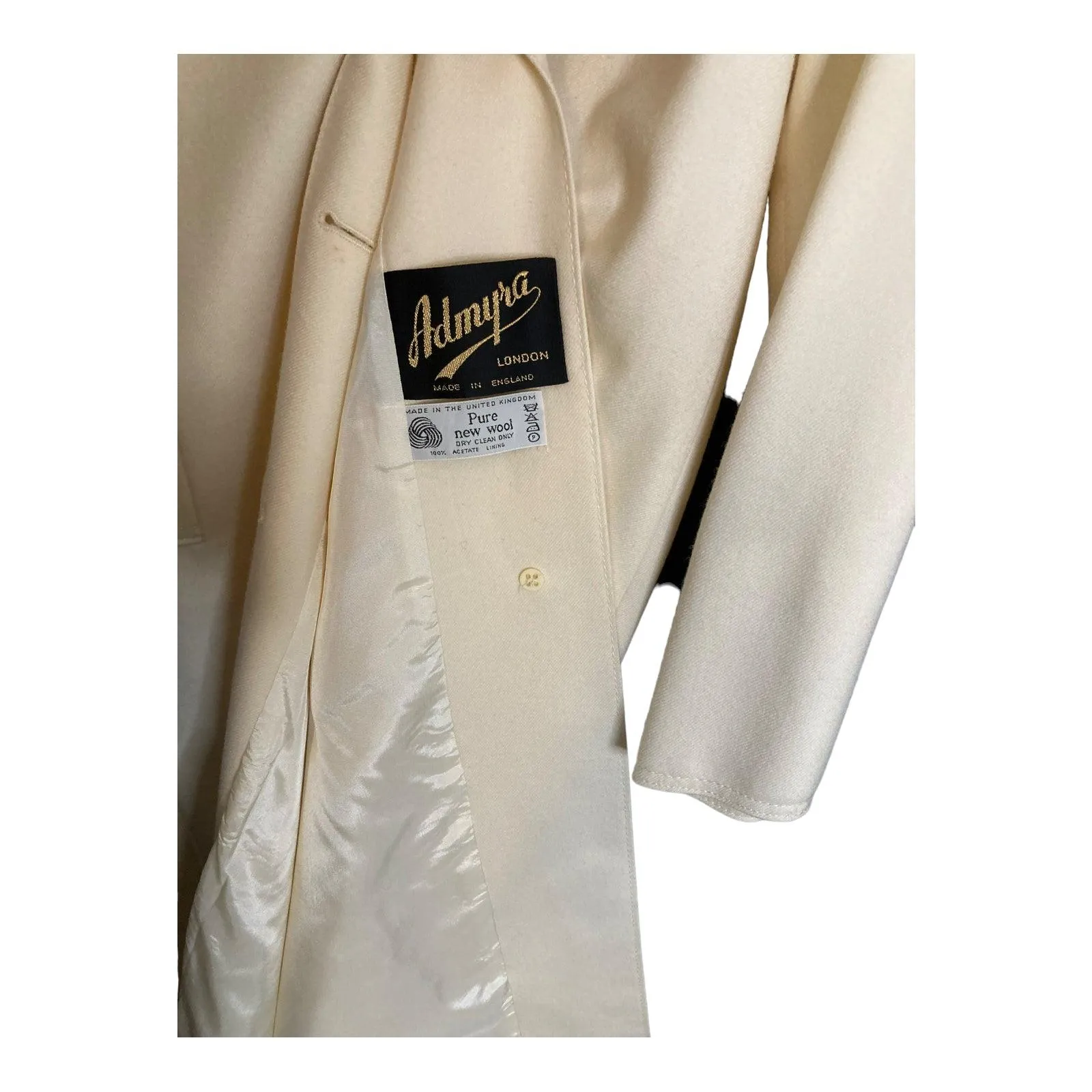 Admyra Wool Cream Long Sleeved Coat UK Size 12