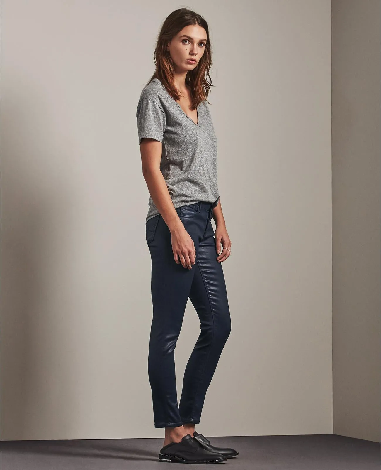 AG - The Leatherette Super Skinny Legging Ankle in Deep Navy