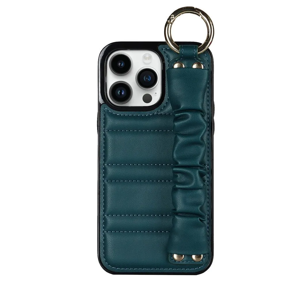 Alveus Leather iPhone Case With Metal Buckle and Pleated Wrist Strap