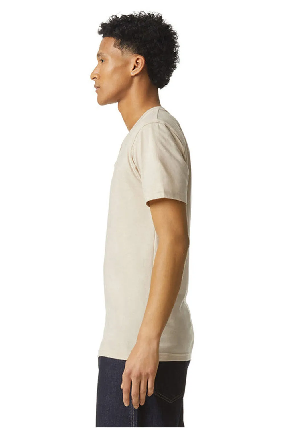 American Apparel Mens CVC Short Sleeve Henley T-Shirt - Heather Bone