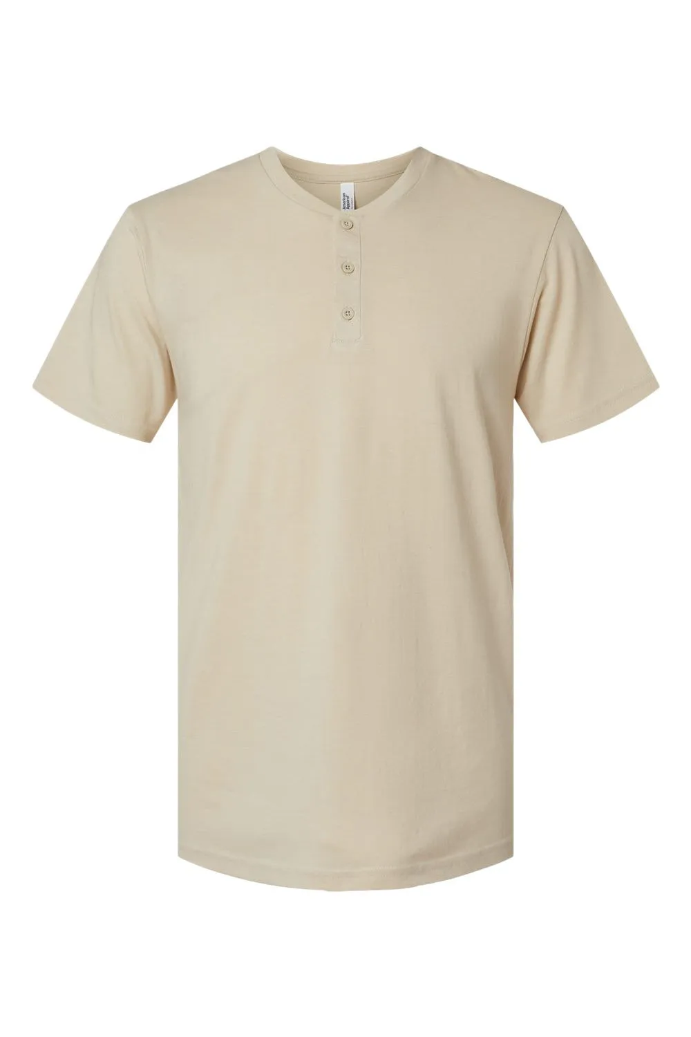 American Apparel Mens CVC Short Sleeve Henley T-Shirt - Heather Bone