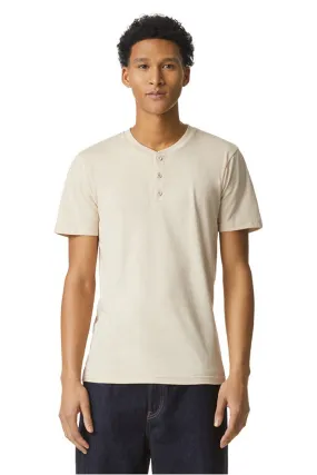 American Apparel Mens CVC Short Sleeve Henley T-Shirt - Heather Bone