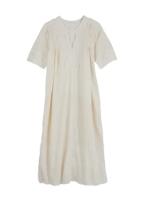 Amorcita Mexican Dress - Ivory, White