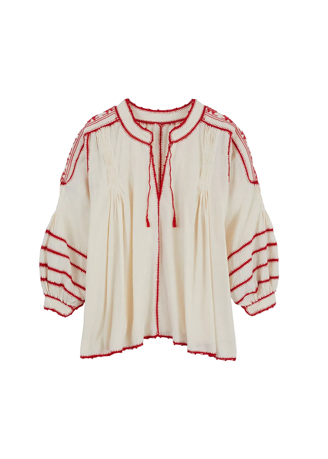 Amorcita Mexican Top - Ivory, Red