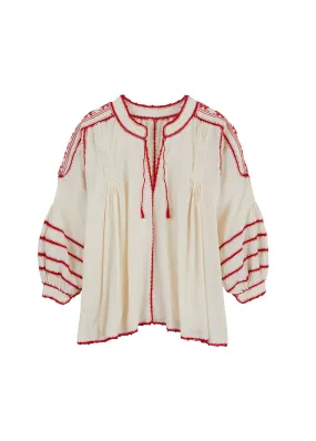 Amorcita Mexican Top - Ivory, Red