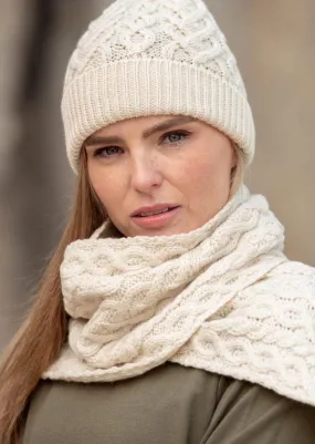 Aran Crafts Merino Heart Scarf | Natural