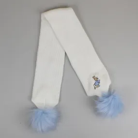 Baby Boys Rabbit Pom Scarf - White