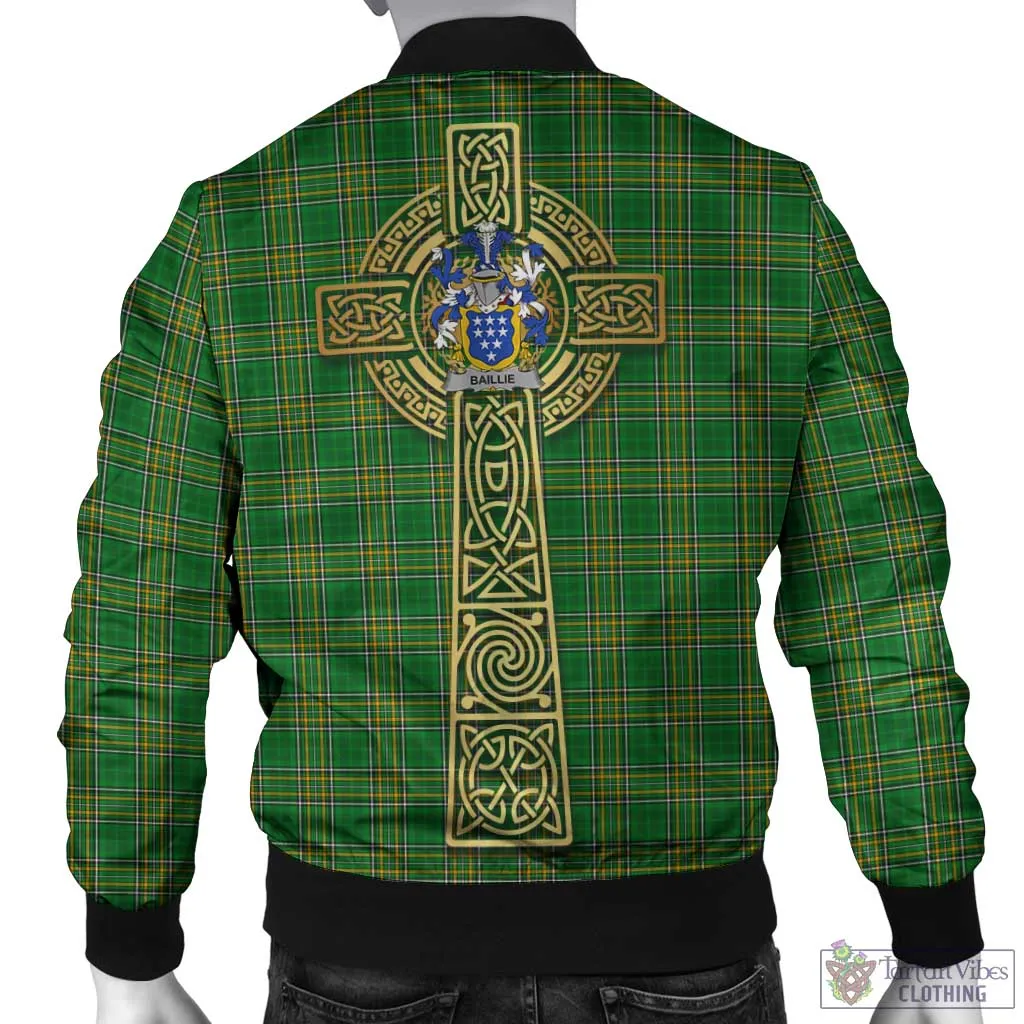 Baillie Irish Clan Tartan Bomber Jacket with Coat of Arms Celtic Tree of Life Style