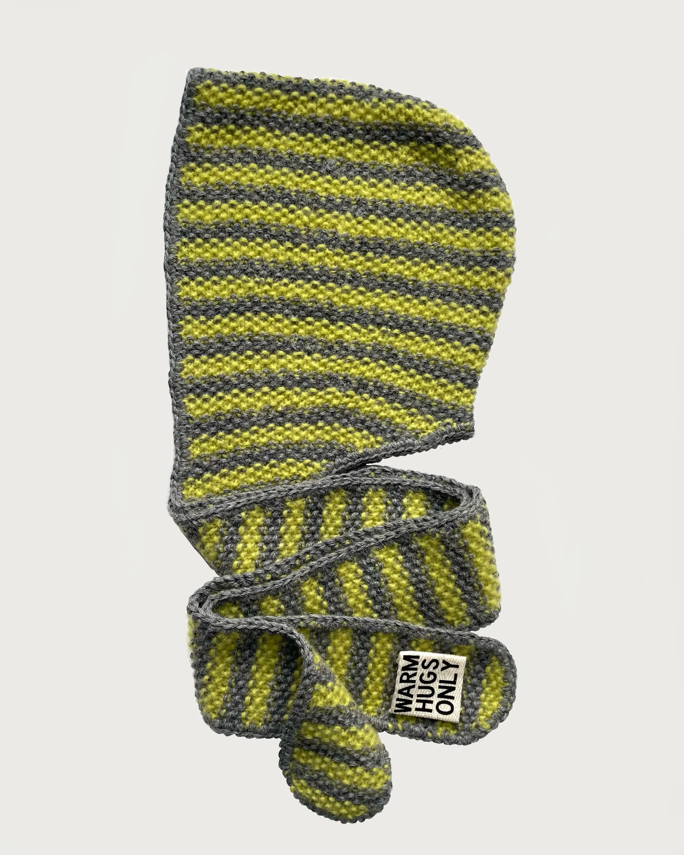 Balaclava scarf in Grey & Lime