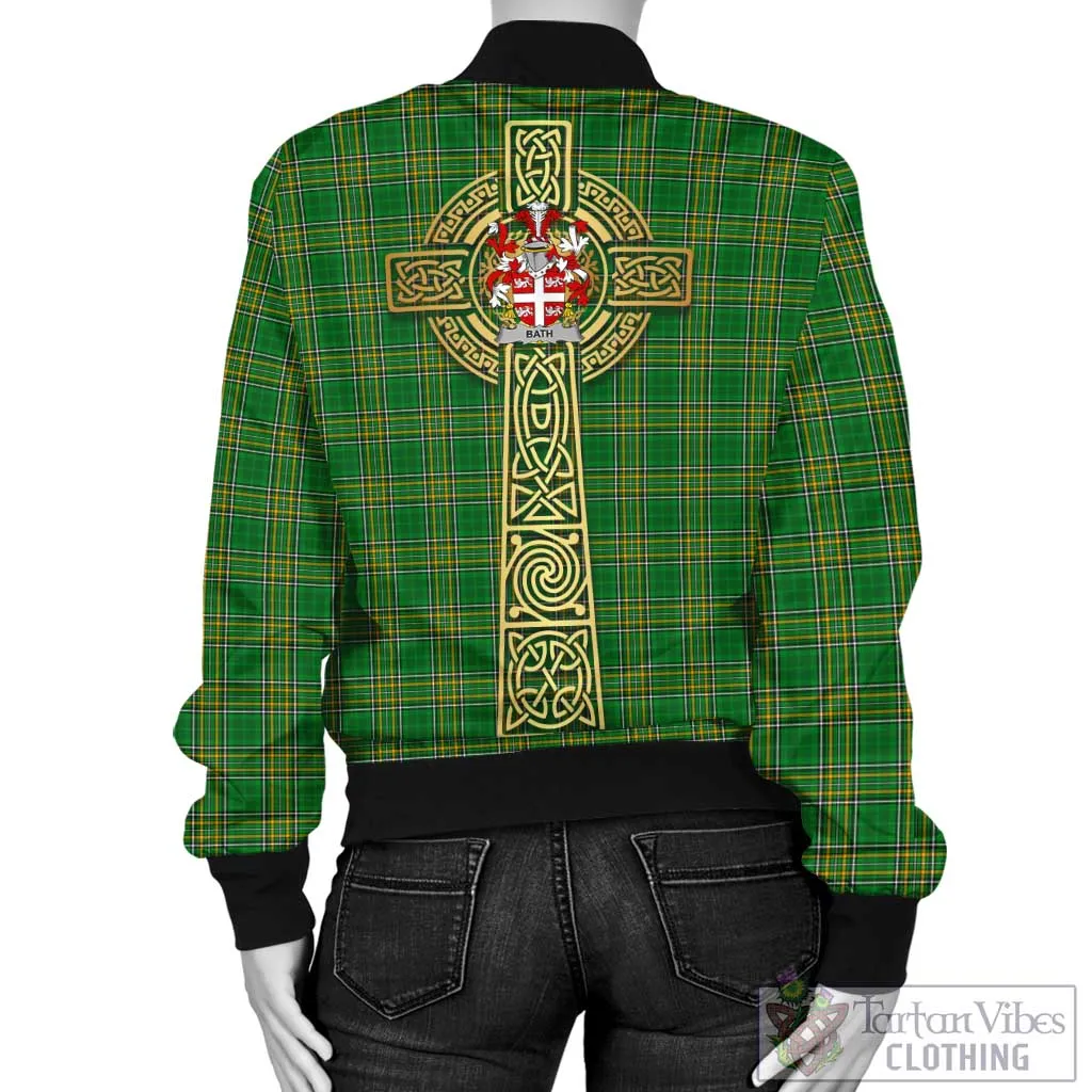 Bath Irish Clan Tartan Bomber Jacket with Coat of Arms Celtic Tree of Life Style