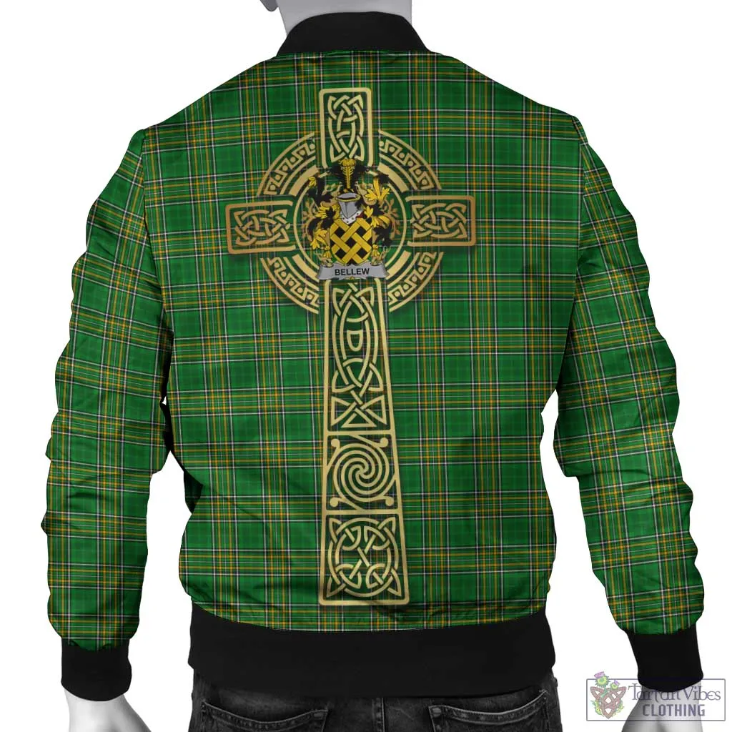 Bellew Irish Clan Tartan Bomber Jacket with Coat of Arms Celtic Tree of Life Style