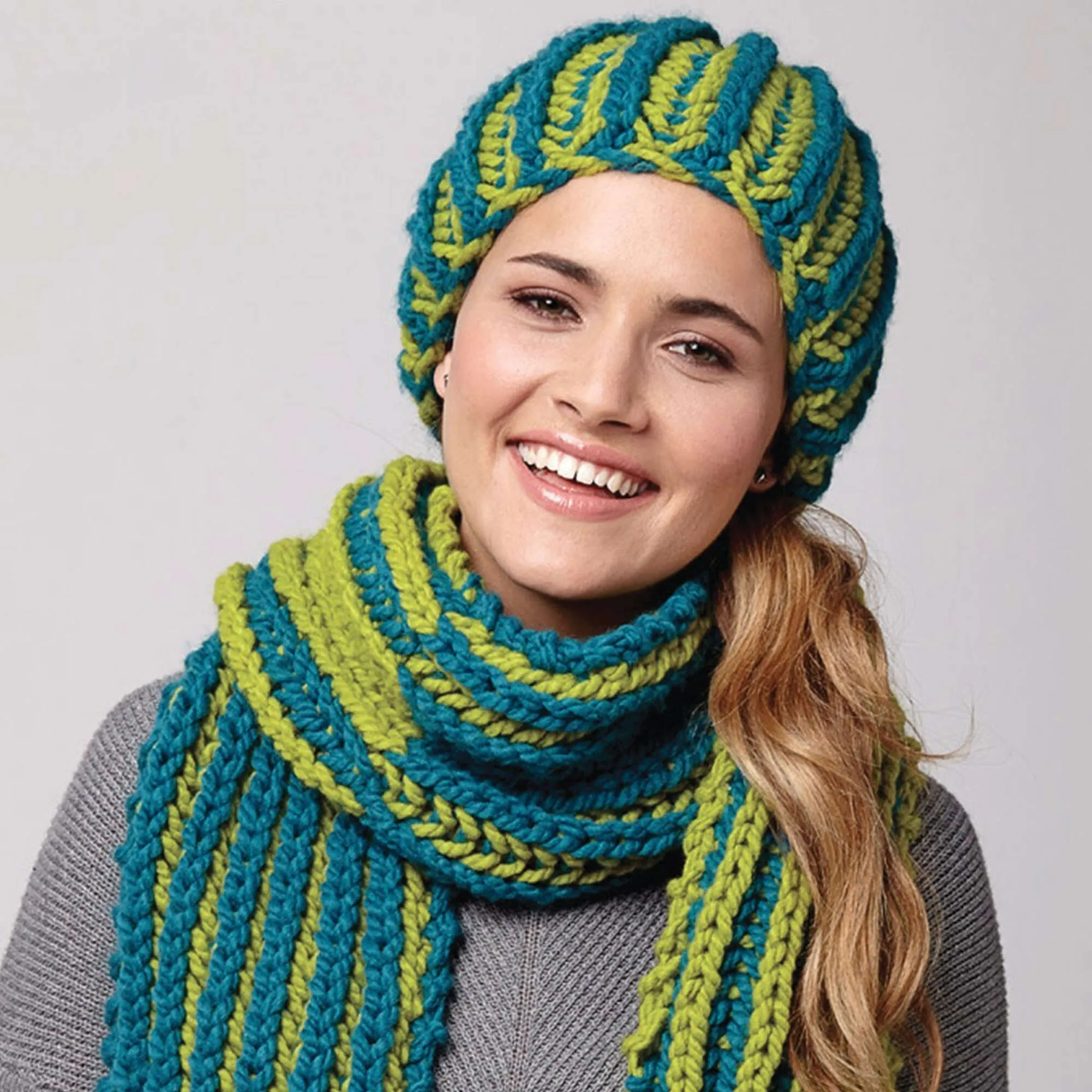 Bernat Knit Flip Shade Hat & Scarf