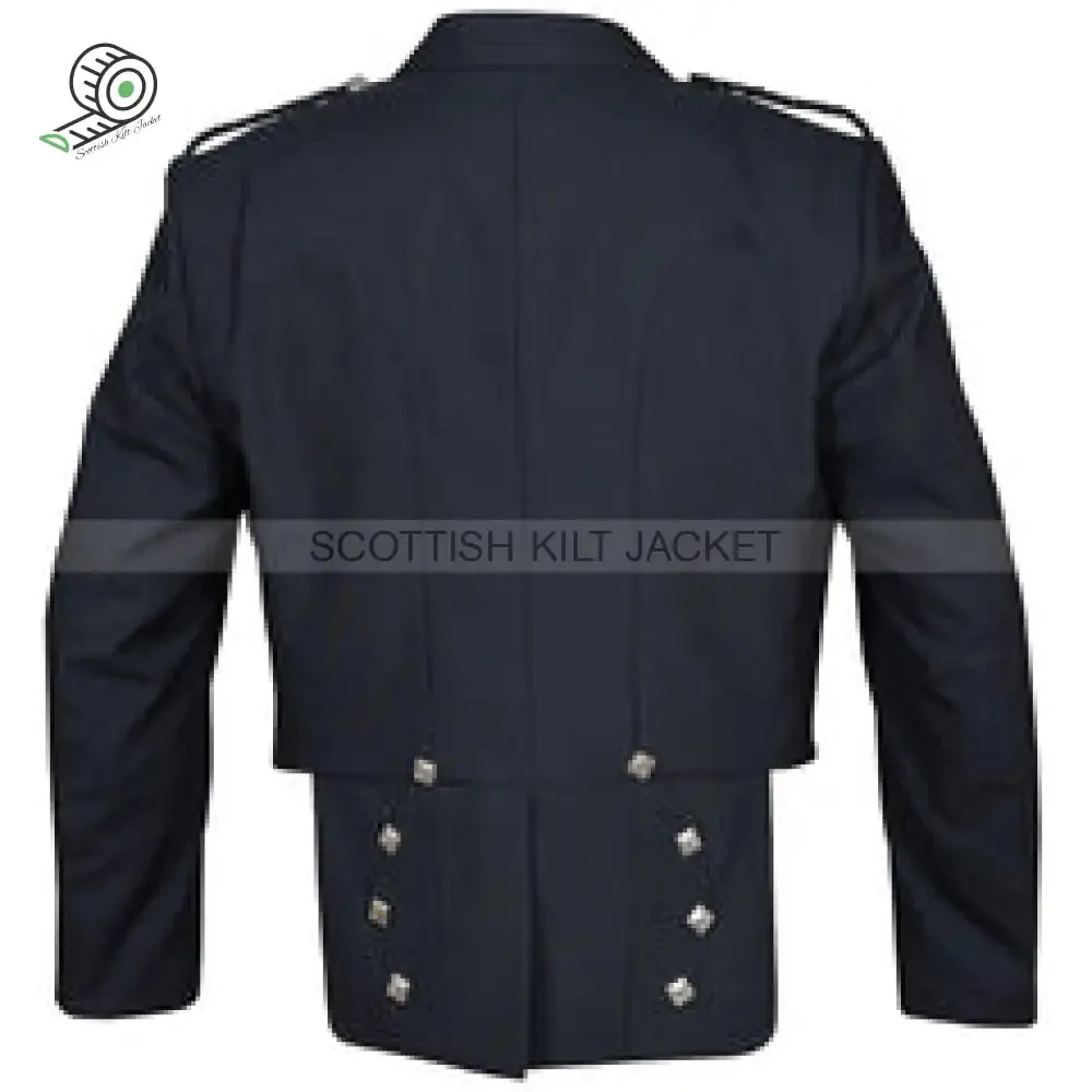 Black Barathea Wool Jacket for Prince Charlie featuring three buttons