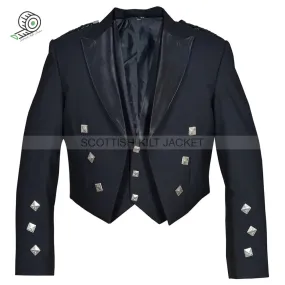 Black Barathea Wool Jacket for Prince Charlie featuring three buttons