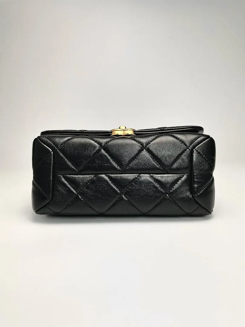 Black Lambskin Quilted Resin Bi-Color Chain Flap Bag