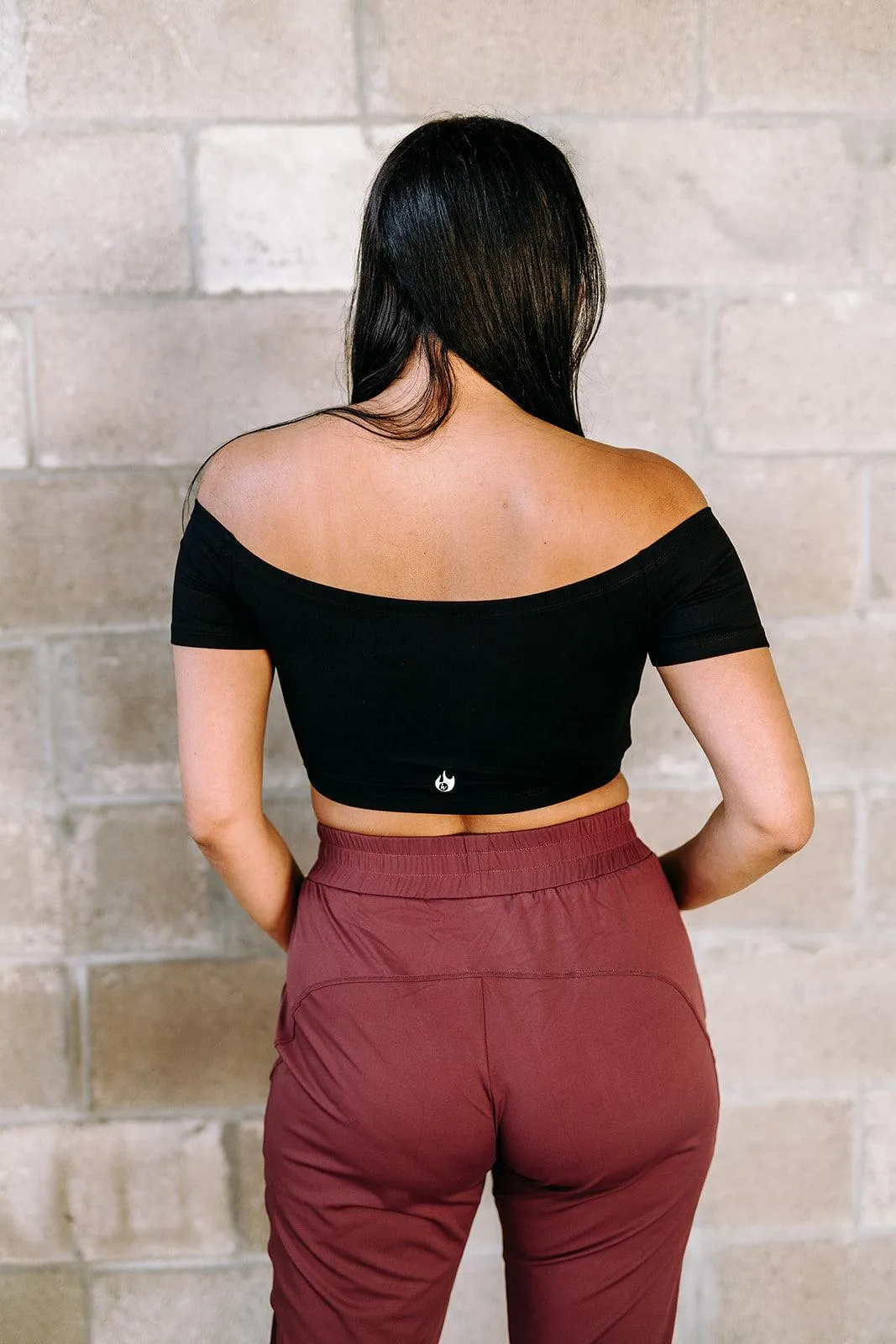 Black Off the Shoulder Crop Top