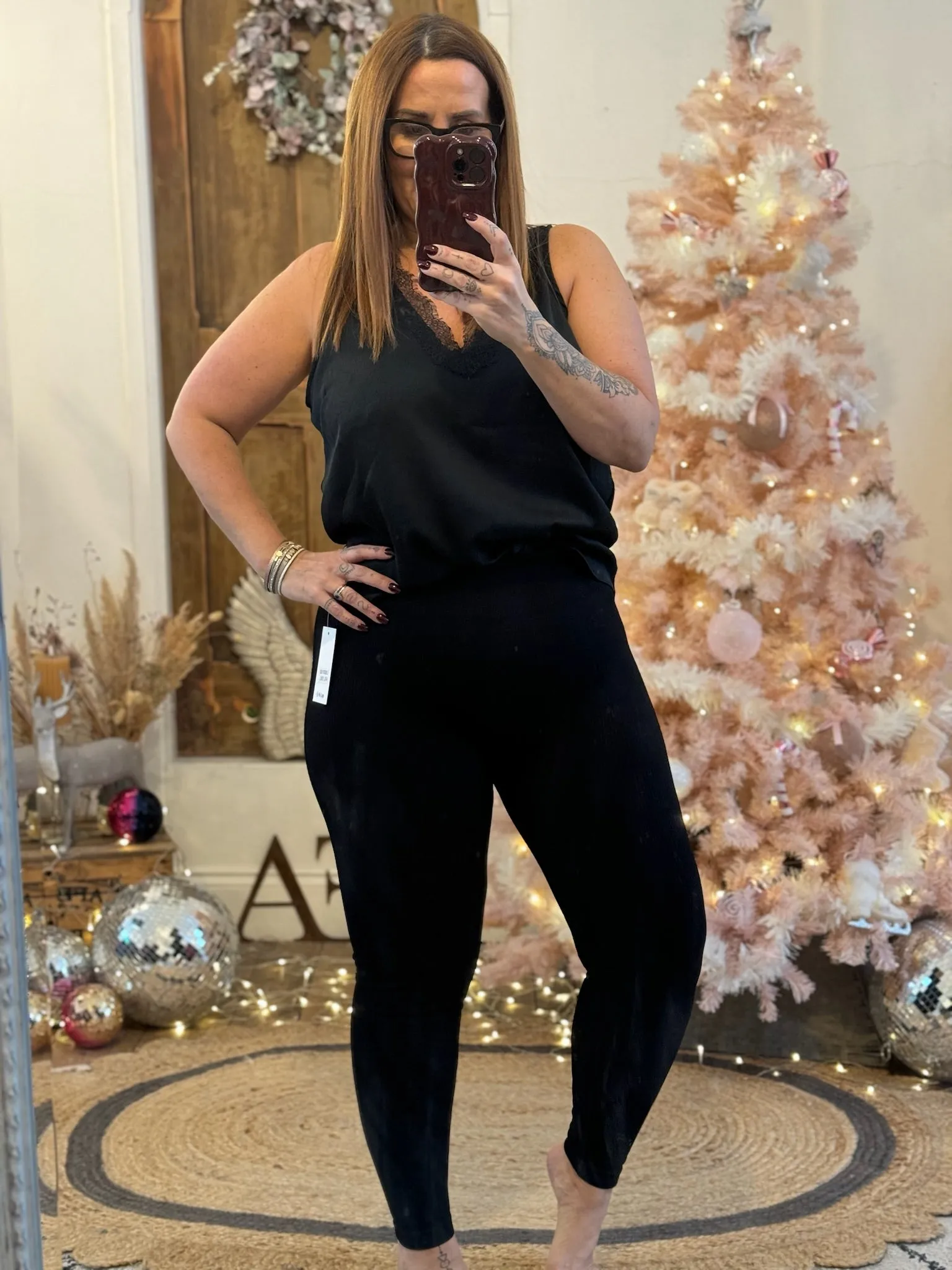 Black Ribbed High Waisted Leggings