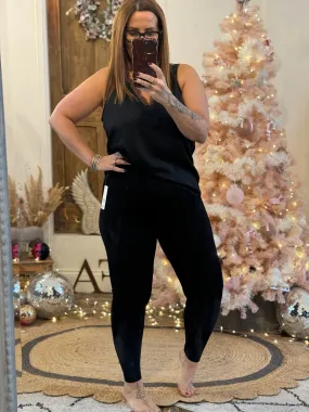 Black Ribbed High Waisted Leggings