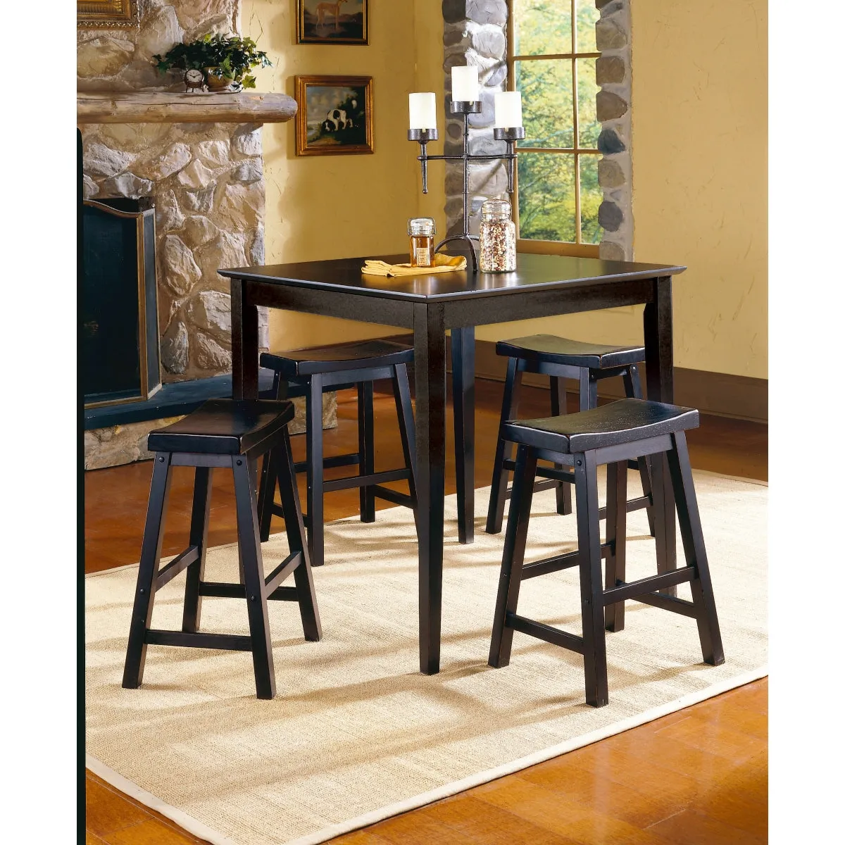 Black Solid Wood Dining chair - 18" - Set of 2