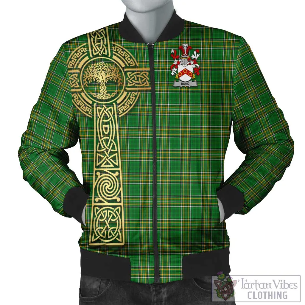 Bond Irish Clan Tartan Bomber Jacket with Coat of Arms Celtic Tree of Life Style