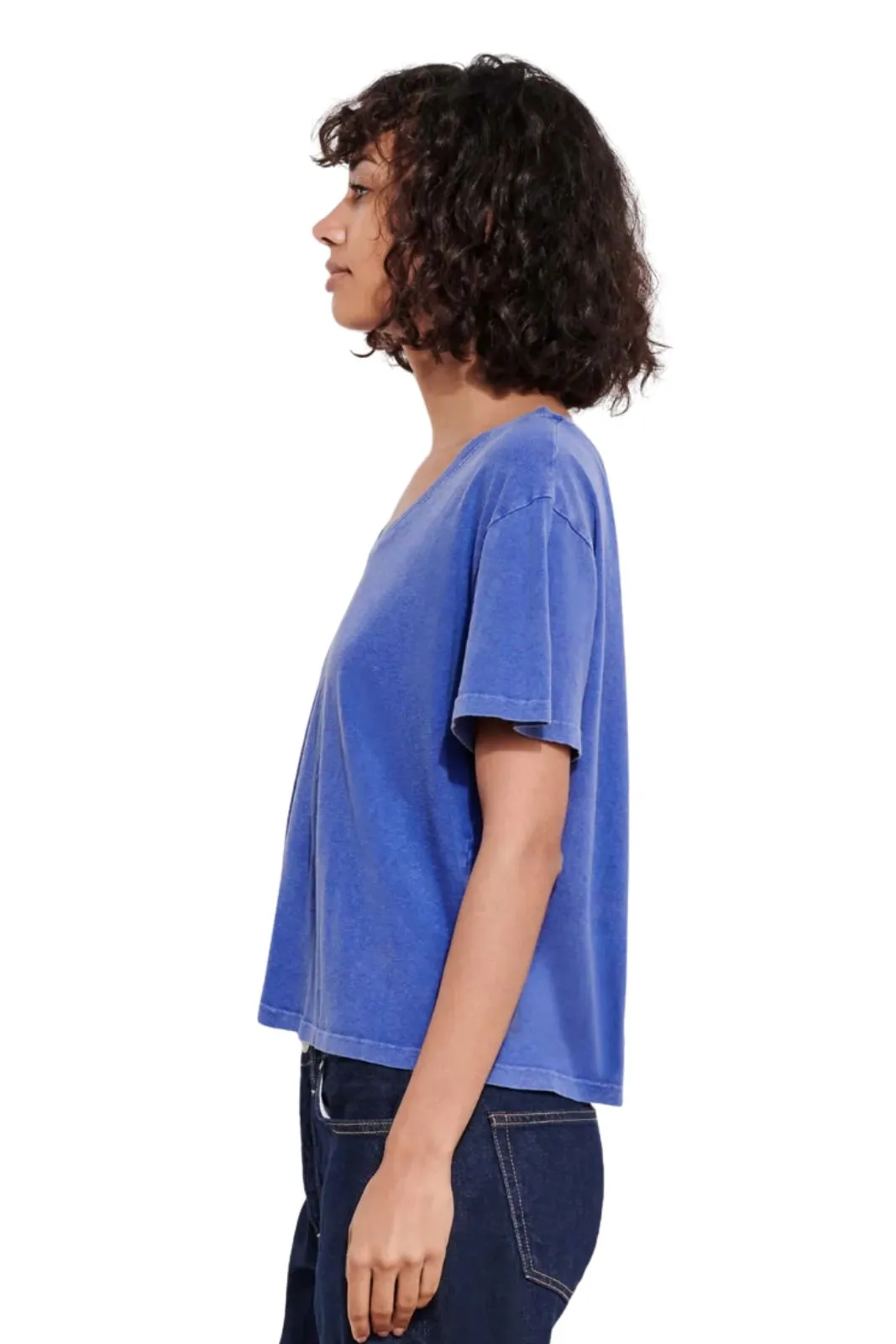 Boxy V Neck Tee Mineral Klein