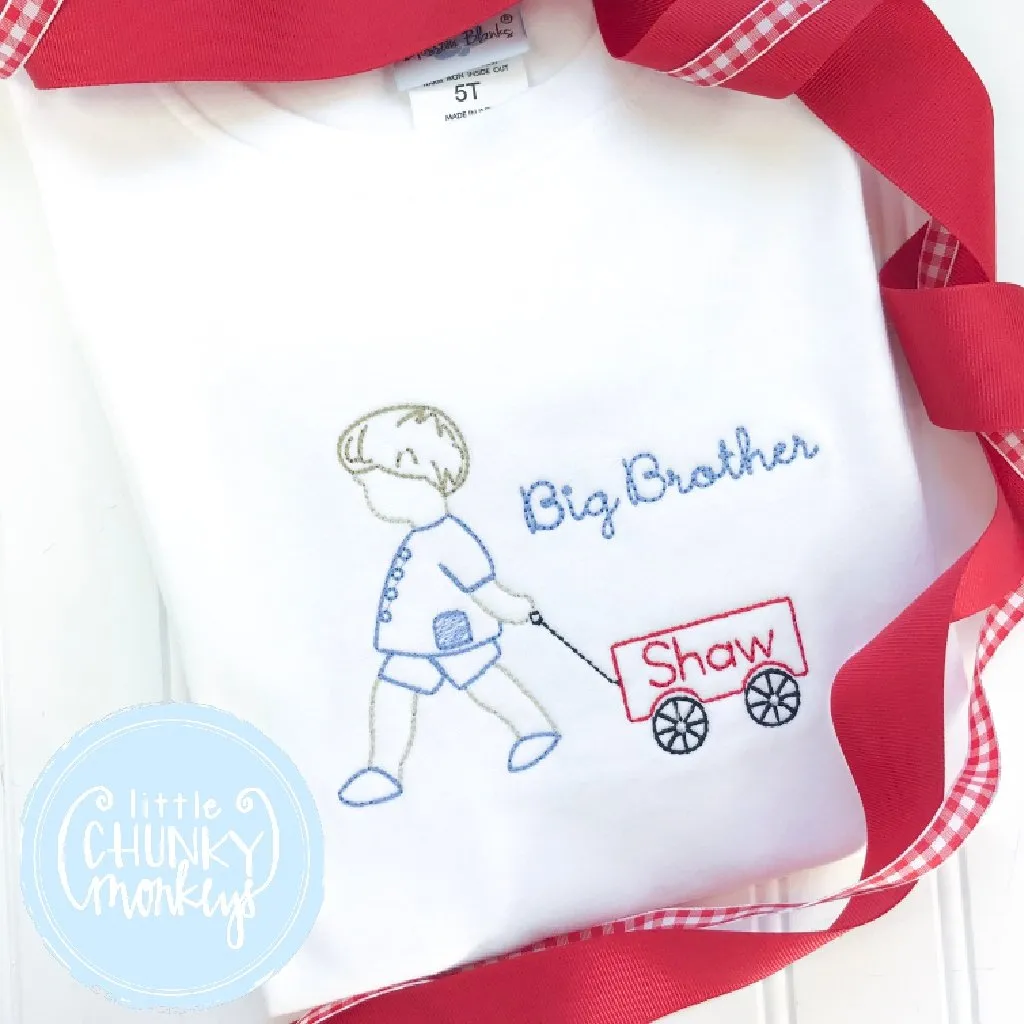 Boy Shirt - Big Brother Pulling Wagon