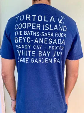 BVI Island Names T-Shirt - Racing Blue