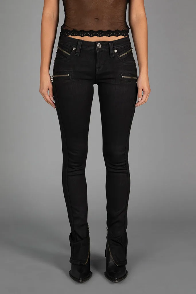 CAMILLE LOW-RISE MOTO SKINNY JEANS