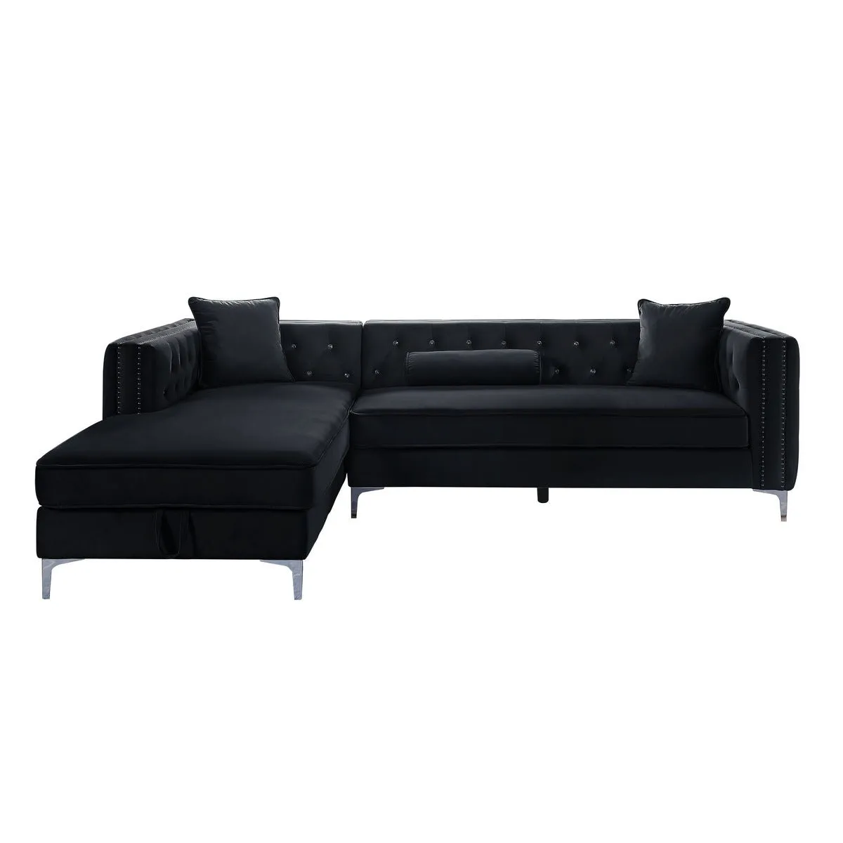 Celeste Black 2-piece Sectional with Left Side Storage Chaise