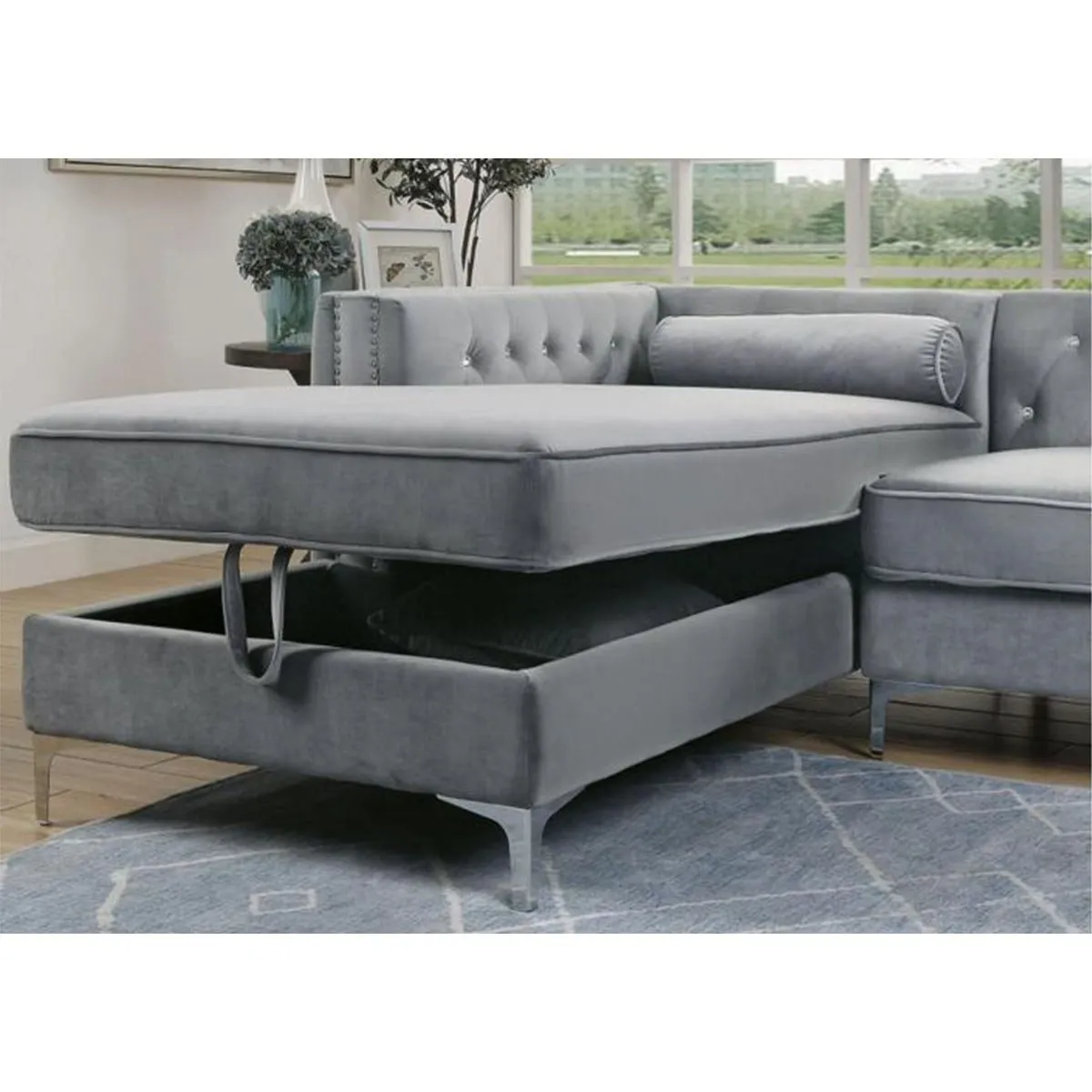 Celeste Grey 2-piece Sectional with Left Side Storage Chaise