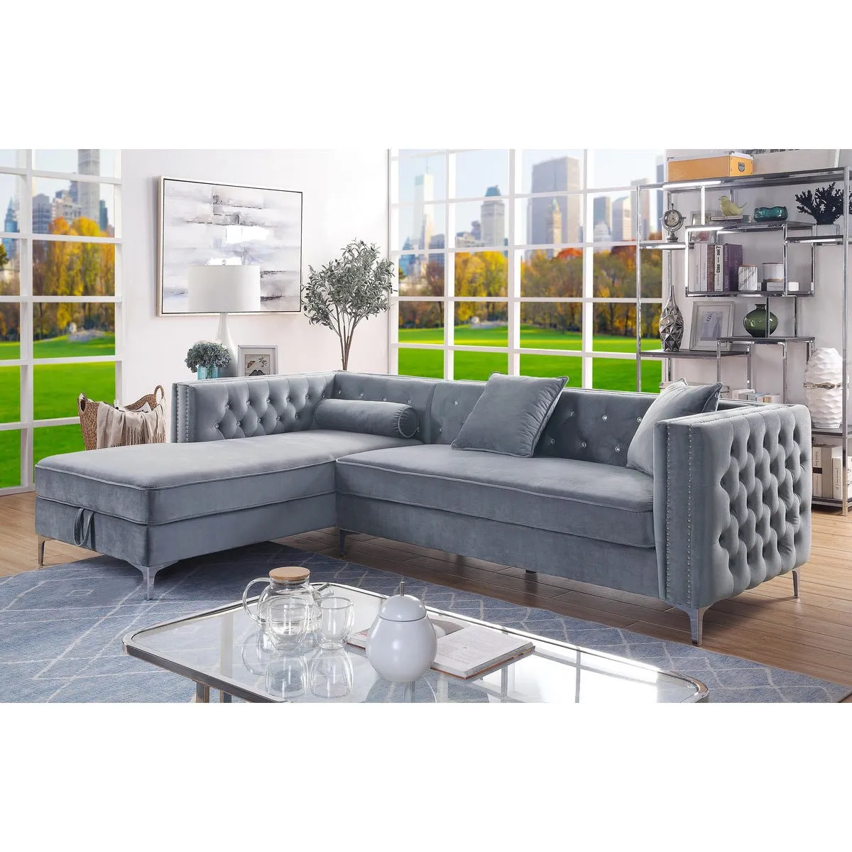 Celeste Grey 2-piece Sectional with Left Side Storage Chaise