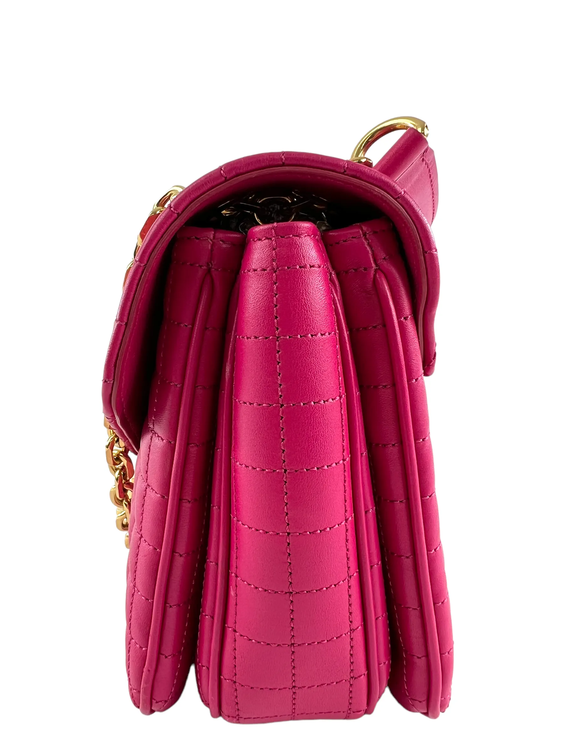 Celine Pink Quilted Leather 'C' Chain Shoulder