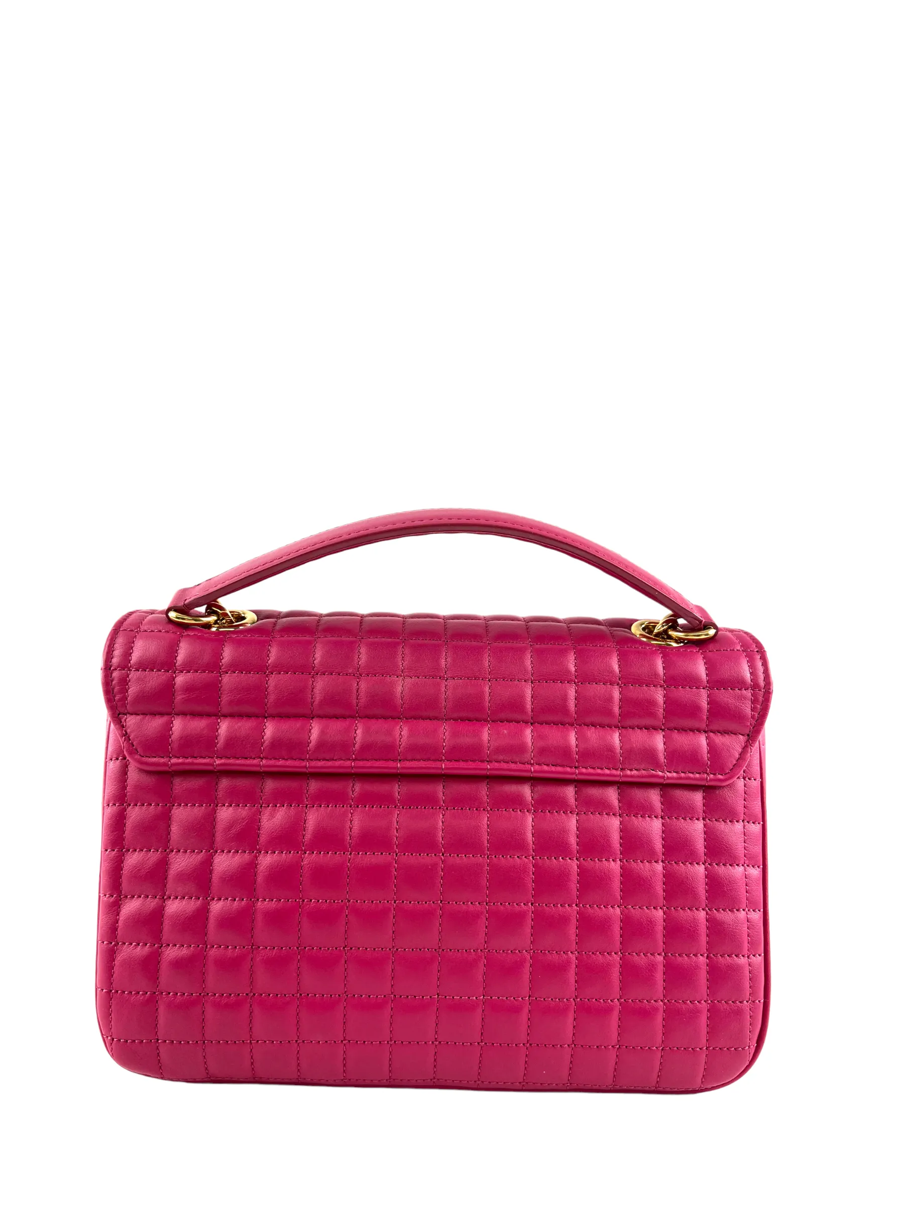 Celine Pink Quilted Leather 'C' Chain Shoulder