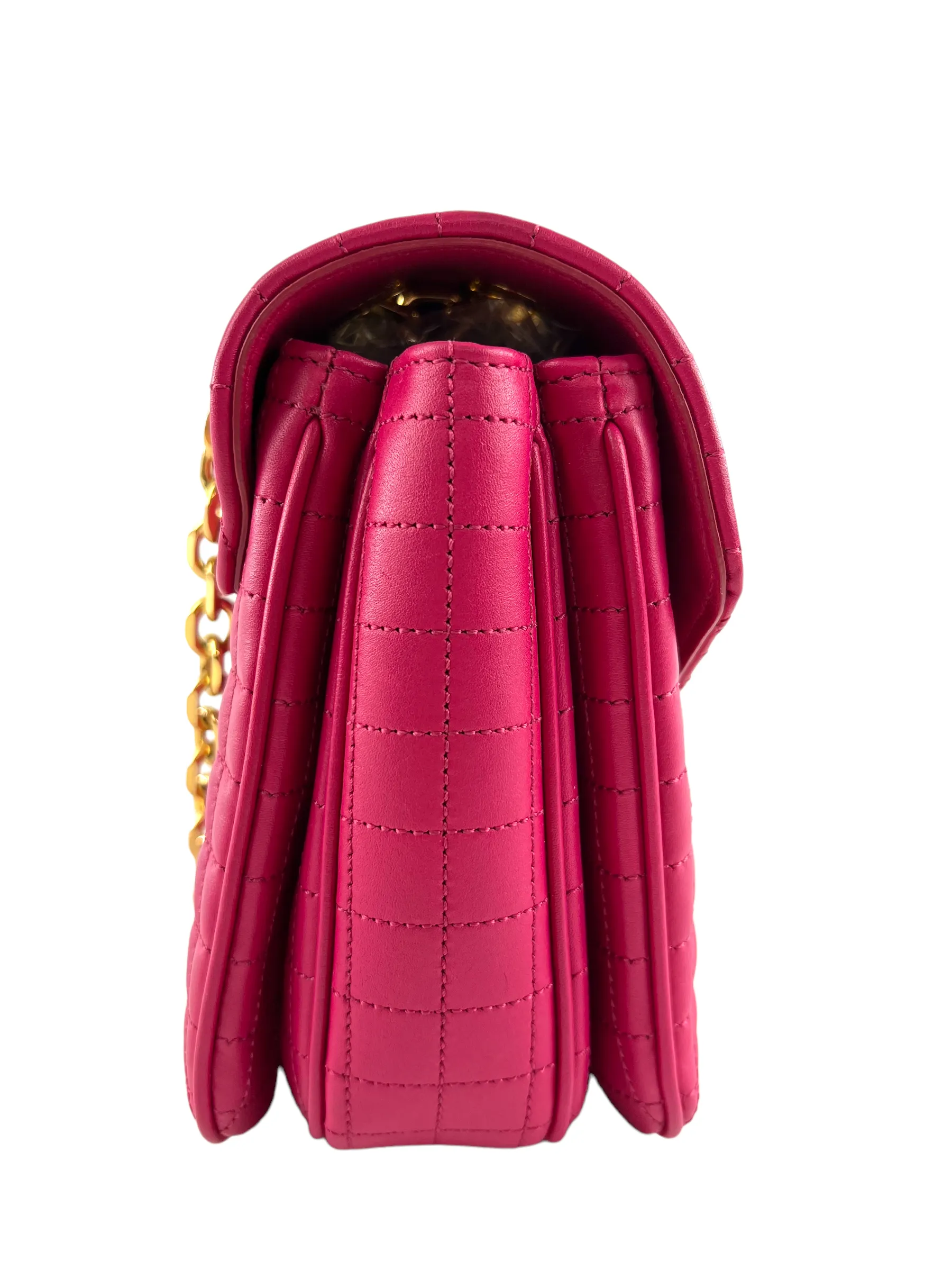 Celine Pink Quilted Leather 'C' Chain Shoulder