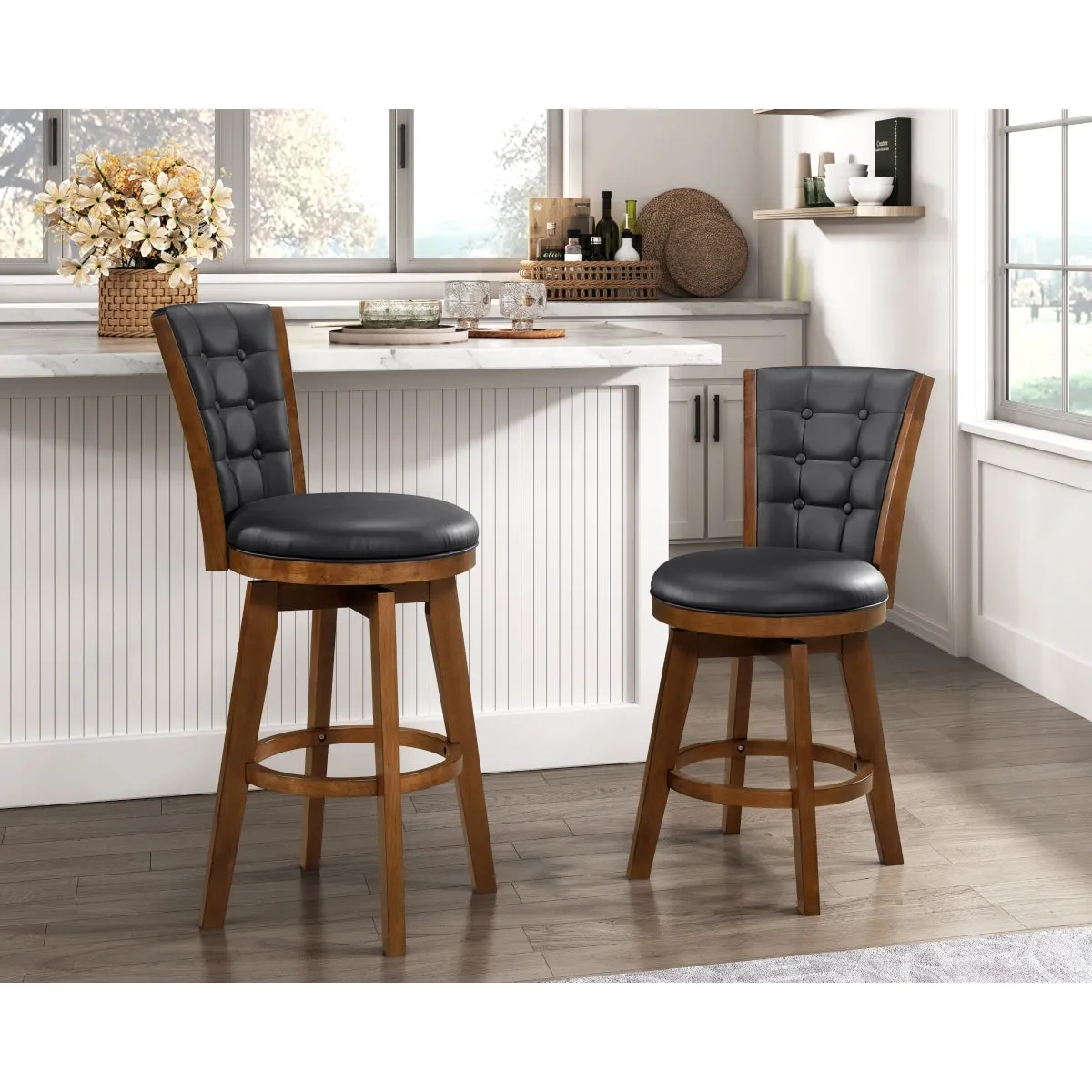 Chestnut Swivel Counter Height Chair - Set of 2