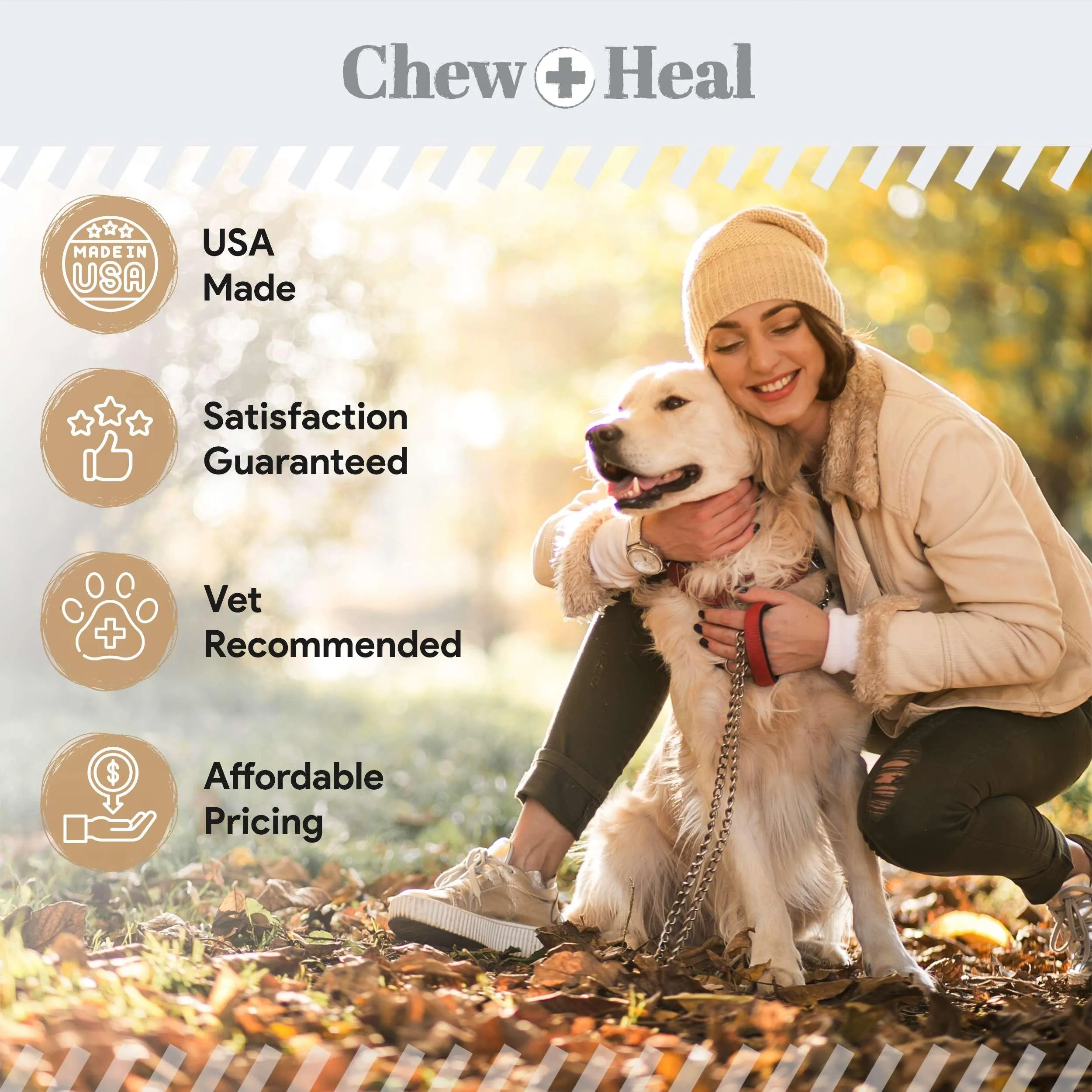 Chew   Heal Glucosamine for Senior Dogs Hip and Joint - 120 Peanut Butter Flavor Soft Chews