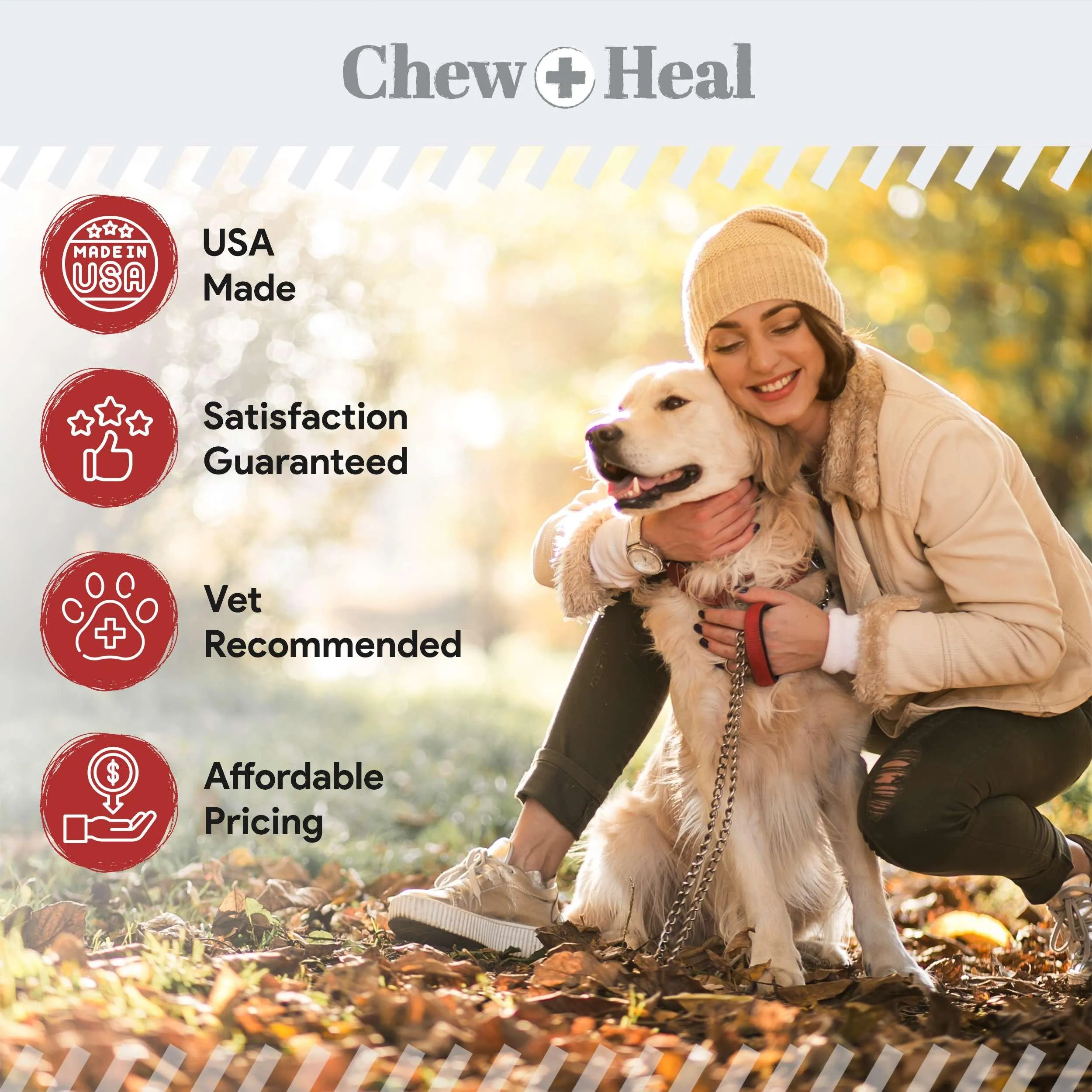 Chew   Heal Omega Skin and Coat for Dogs - 180 Chews - Smoked Bacon Flavor