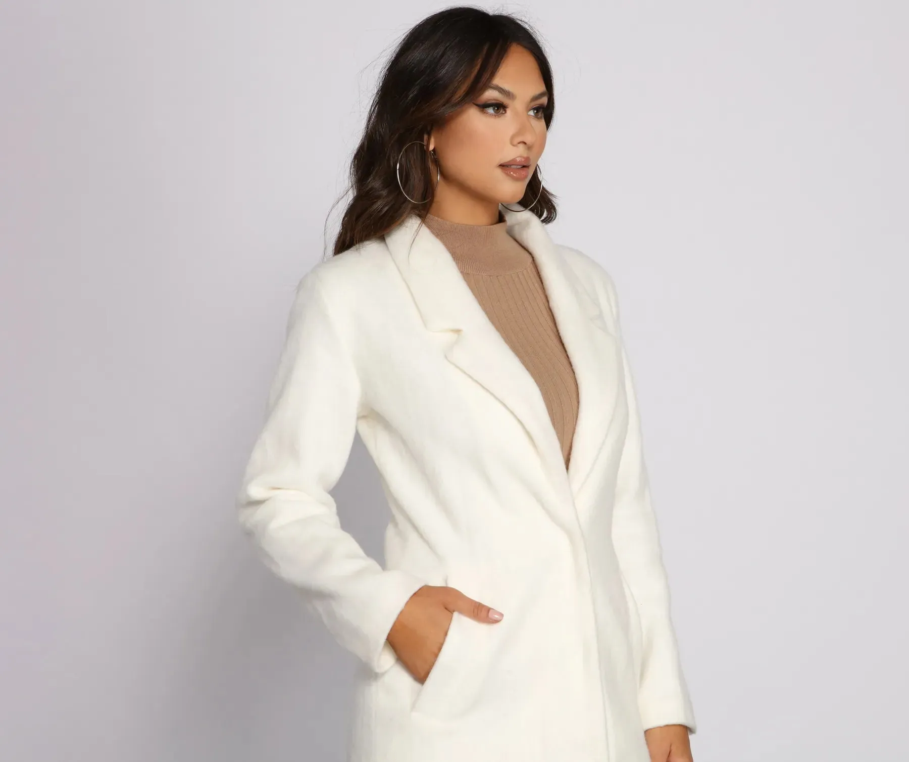 City Glamour Faux Wool Coat