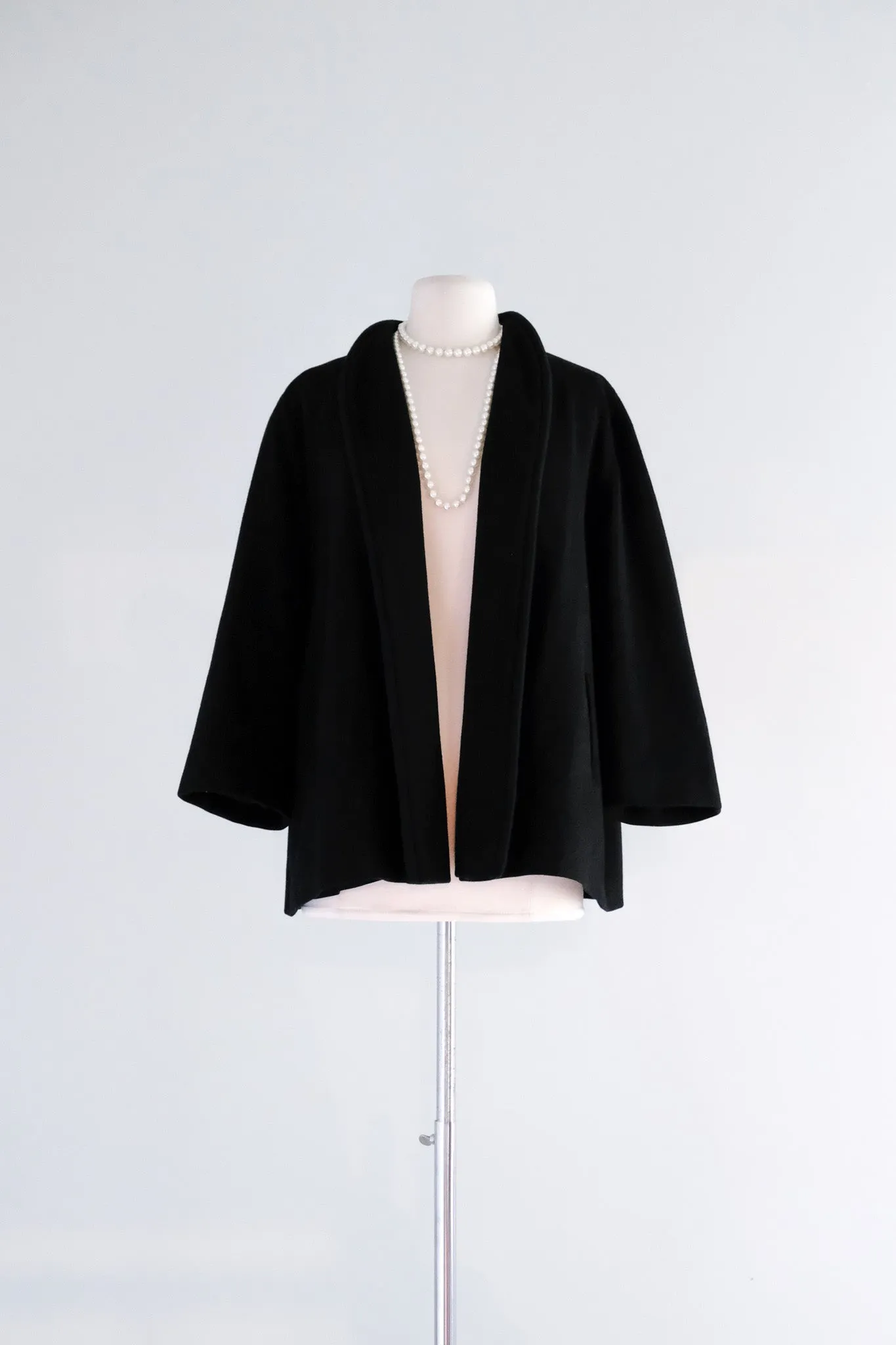 Classic 1950's Black Cropped Swing Jacket  / Sz M