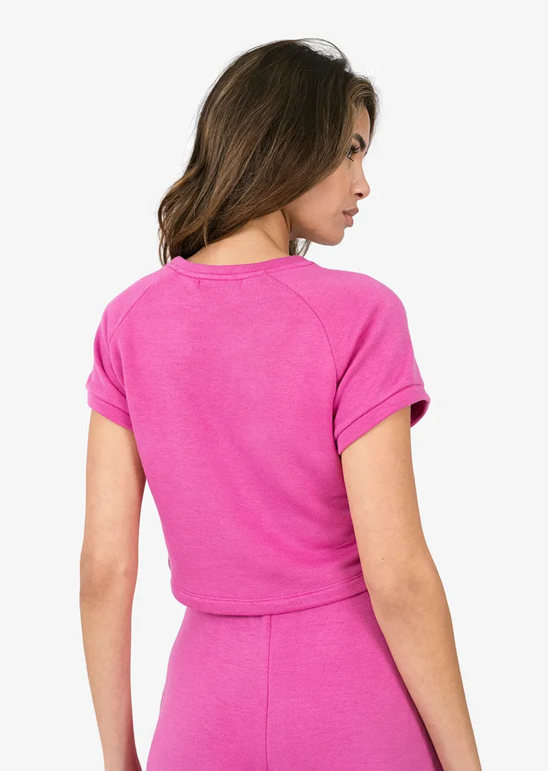 Club LC Cropped Sweat Tee Fuchsia