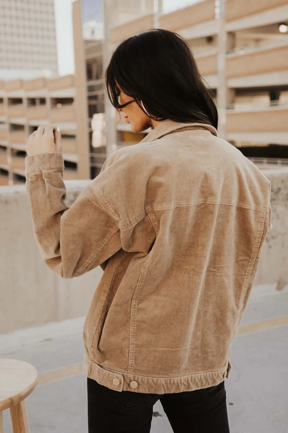 Corduroy Boyfriend Jacket in Tan