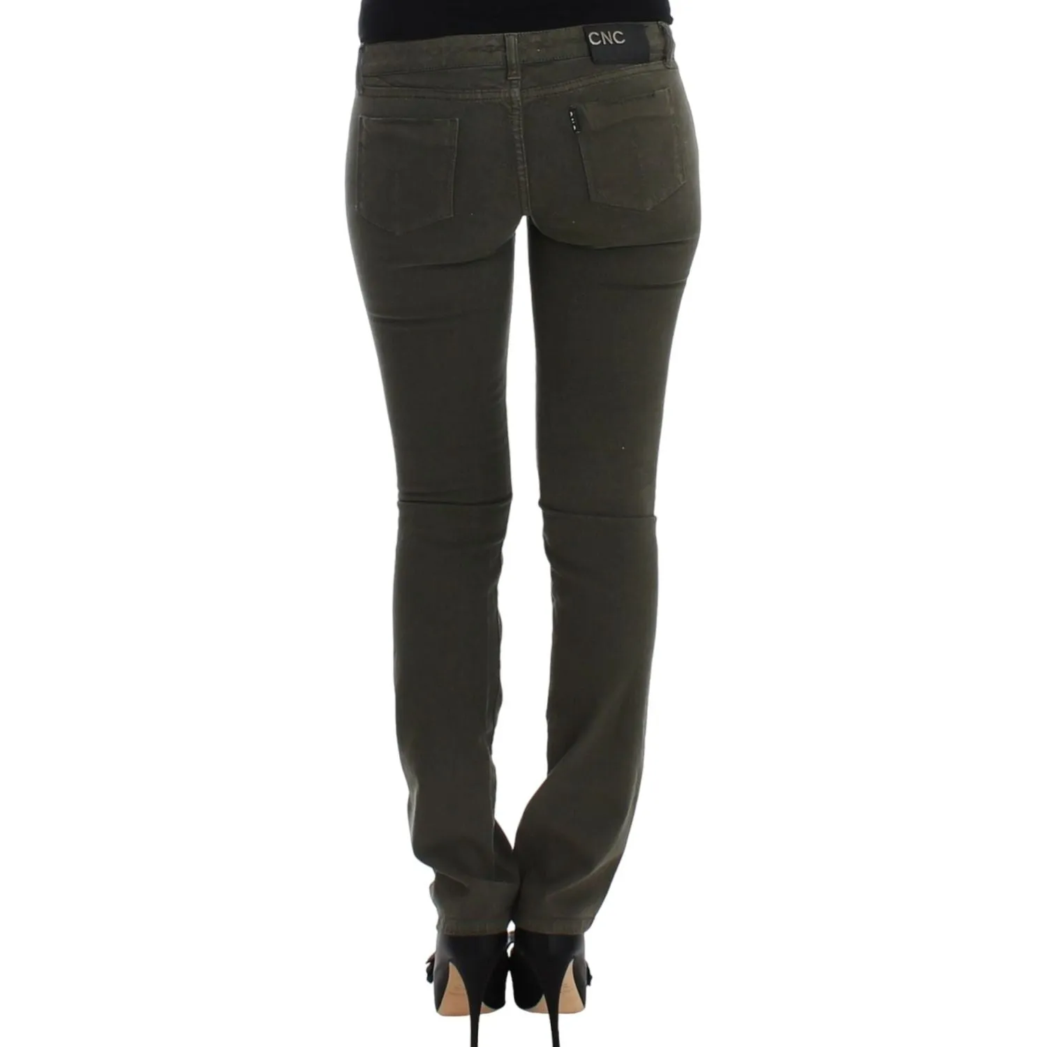 Costume National Chic Green Slim Leg Designer Jeans