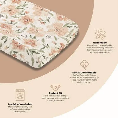 Crane Baby Cotton Quilted Change Pad Cover - Parker Floral