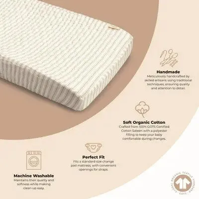 Crane Baby Organic Cotton Quilted Changing Pad Cover - Avery Stripe