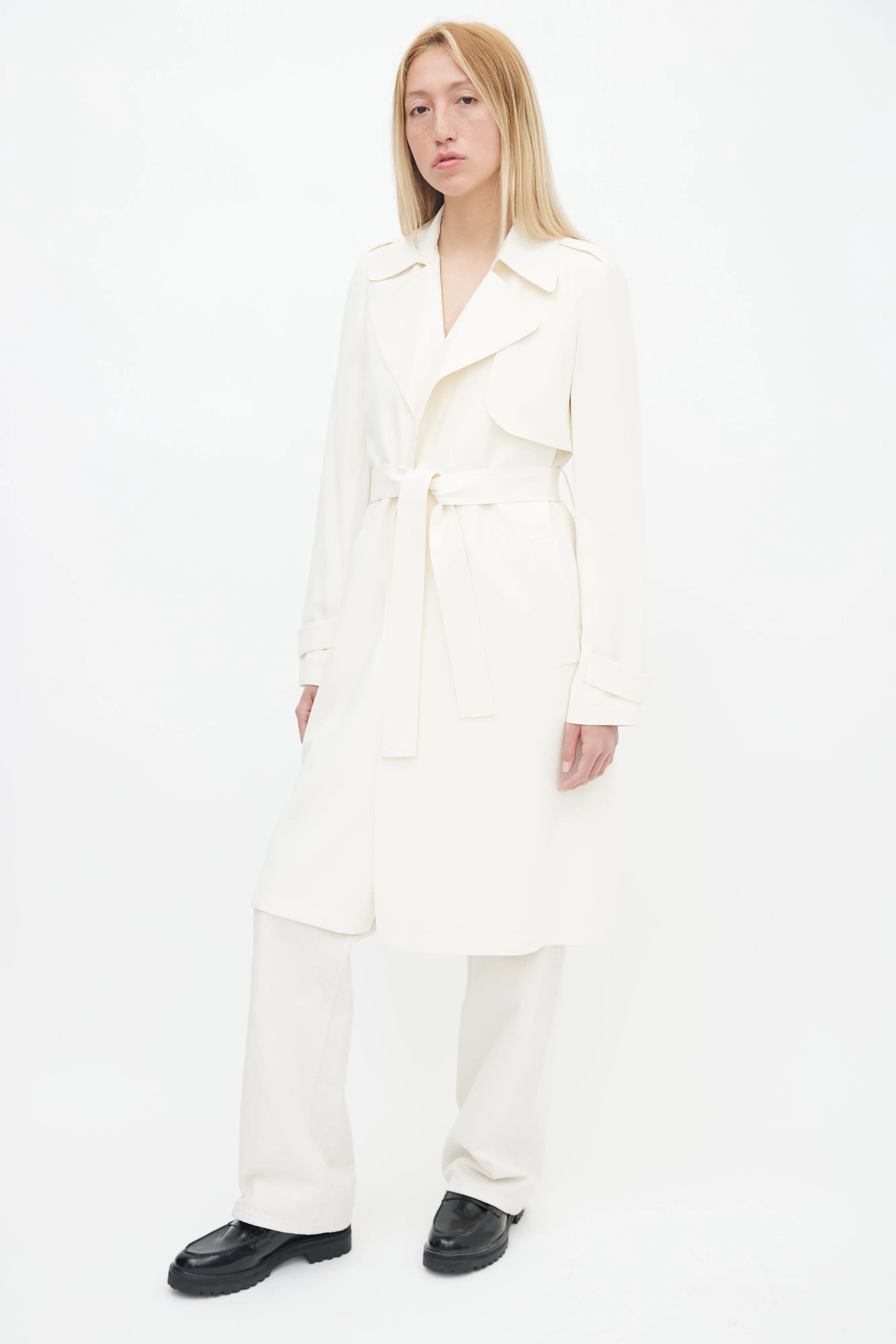 Cream Belted Trench Coat