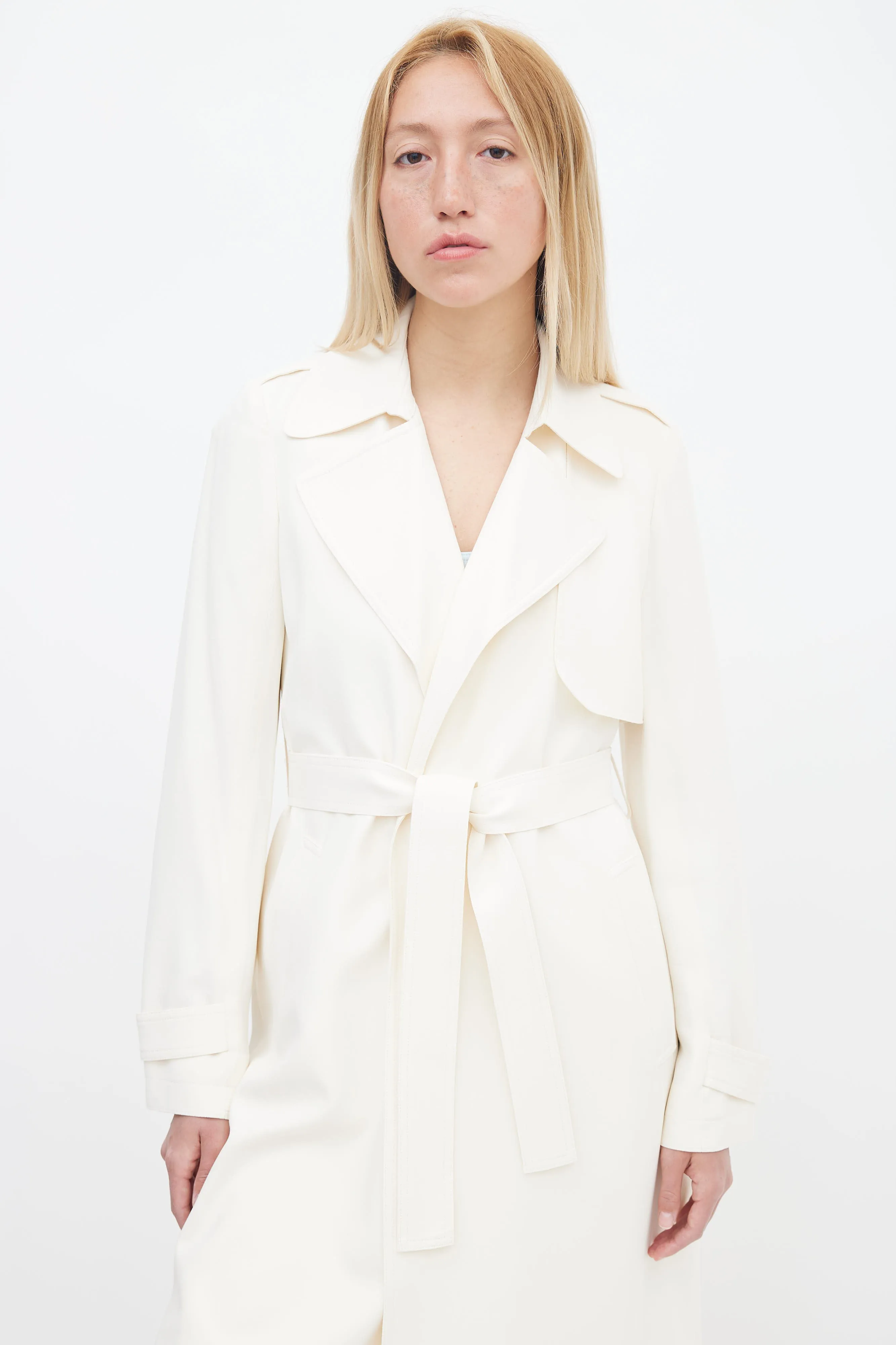 Cream Belted Trench Coat