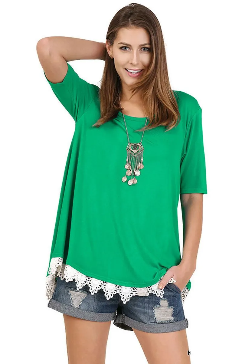 Crochet Lace Up Drawstring Tunic, Green